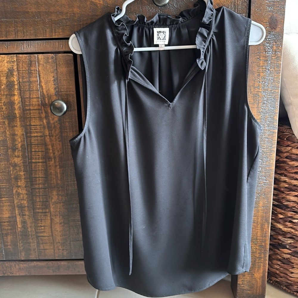 Anne Klein Sleeveless Tie Neck Blouse
